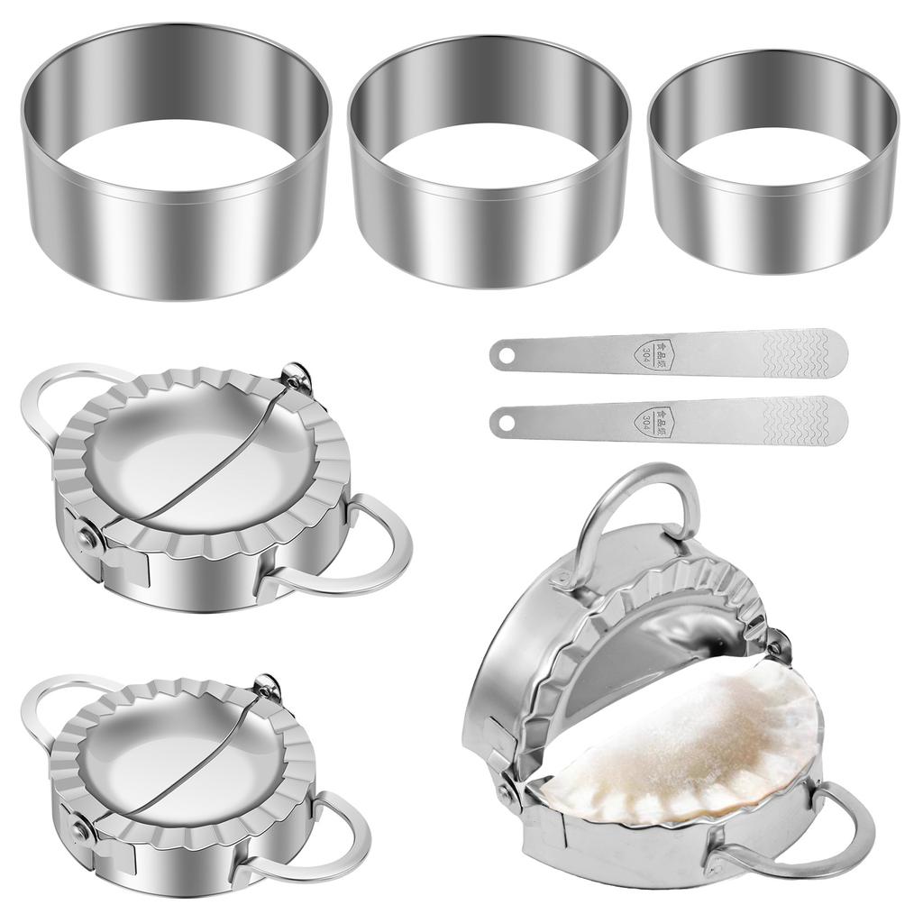Stainless Steel Dumpling Maker Set with Dough Cutters Stuffing Scoops 3/3.4/3.8'' Dumpling Press Ravioli Shaper Empanada Moulder