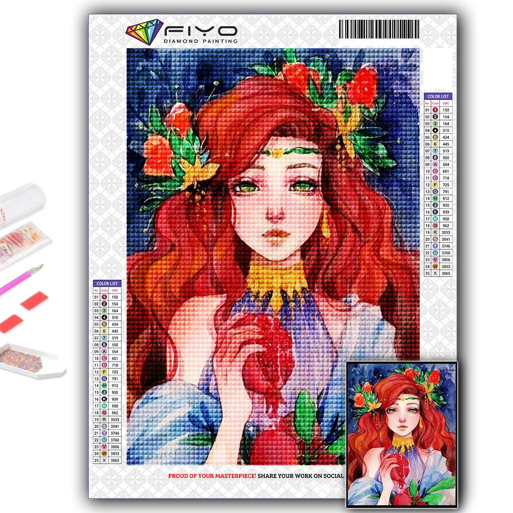 Diamant-Malerei, Blume und Mädchen, Stickerei, Kreuzstich, Strass, Heimdekoration