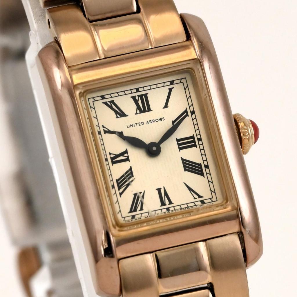 [Used] UNITED ARROWS Rectangle GOLD Tome Women's QUARTZ 5421-S058261