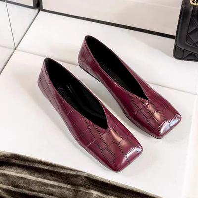 Modieuze platte damesschoenen met vierkante neus, casual lage sandalen voor de herfst van 2024, designer nieuwe trend, geklede schoenen, comfortabele PU-leren damesschoenen.