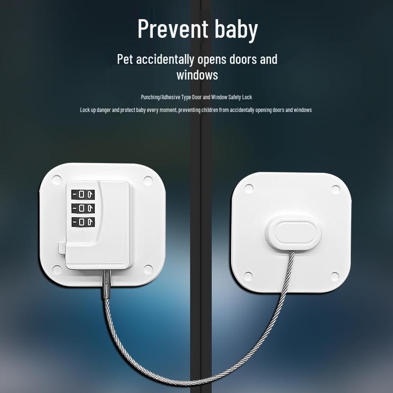 

Multi-Use Child Safety Lock for Windows and Refrigerators FQ1-1 Password Lock White Oval