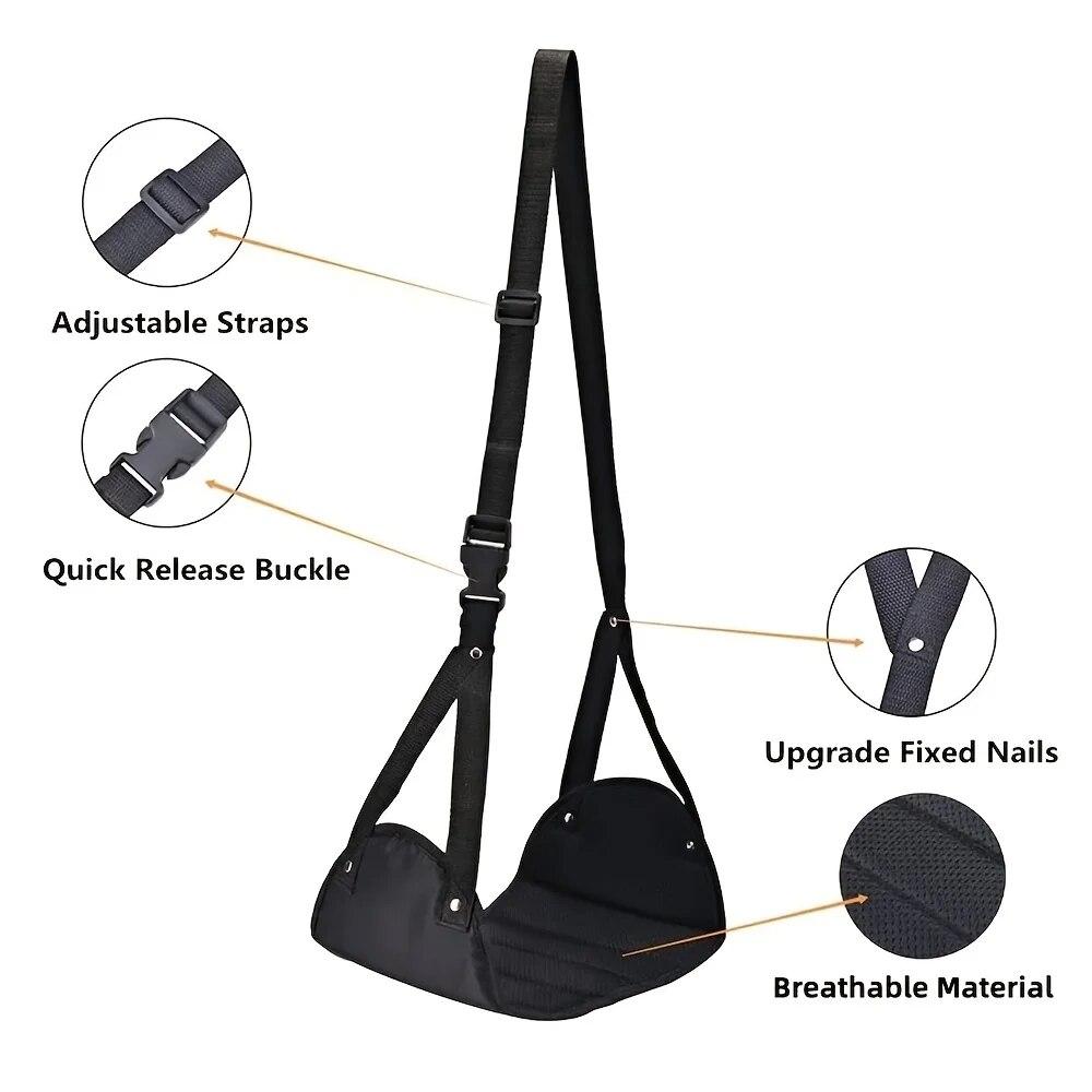 Portable Airplane Footrest Adjustable Strap, Travel with Lightweight Hammock Leg Rest Comfort Resting Hammock Office Footrest Strap