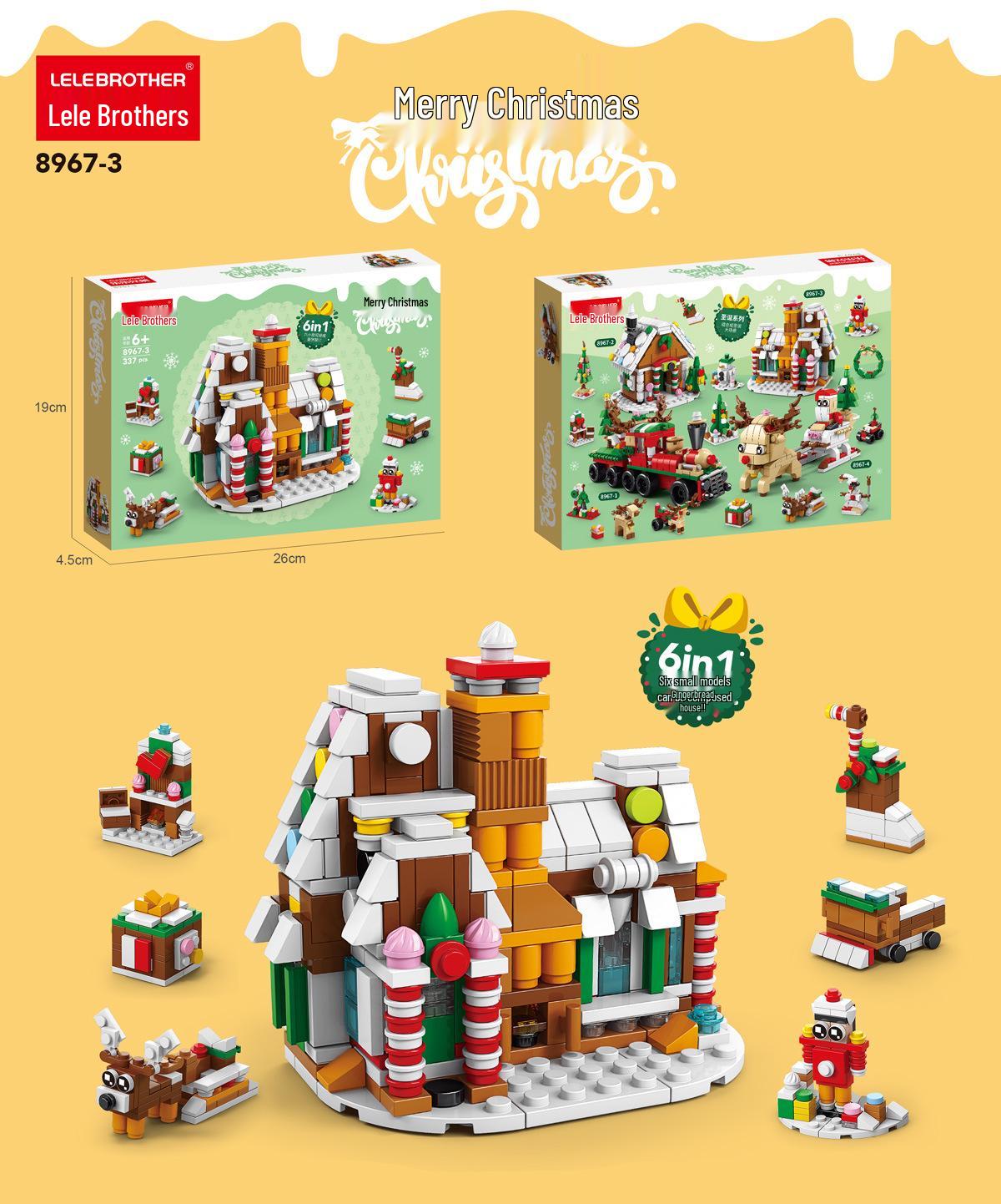 Рождественский поезд и северный олень конструктор - Совместим с Lego для праздничных подарков