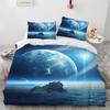 Galaxy Planet King Queen Duvet Cover Universe Sky Bedding Set 3D Blue Earth Outer Space Astronomy 2/3pcs Polyester Quilt Cover