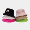 Autumn and Winter Outdoor Foreign Style Rainbow Labeling Plush Fashion Thermal Basin Hat Women's Fashion Simple Thickened Bucket Hat
