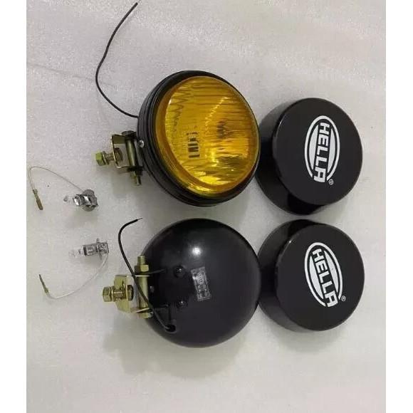 Pair Hella Yellow Fog Lamp With Cover With Bulb H3 Halogen Bulb Universal K585