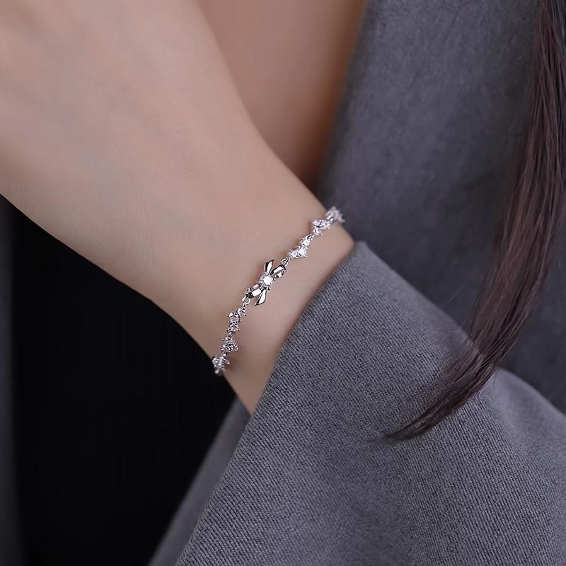 Love heart bowknot bracelet women s fashion light luxury niche exquisite versatile bracelet jewelry gift