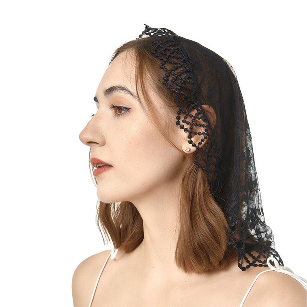 Multiuse Lace Mantilla Veil Church Headscarf Catholic Mass Veil for Various Occasion Headcover Religious Event Accessory
