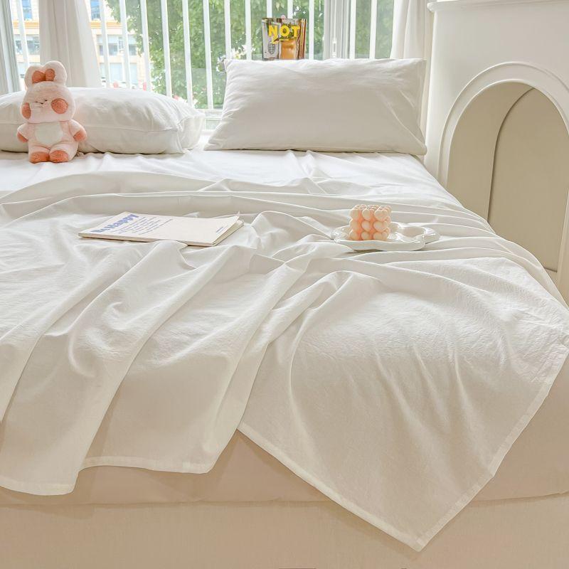 Cream Style Plaid Solid Non-slip Bed Sheet For Student Dorm Single Double Household Bed