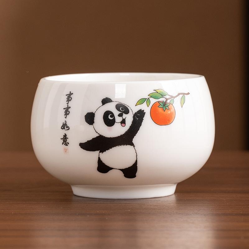 

Guochao Panda Suet Jade Porcelain Master Tea Teacup Teacher Holiday Opening Business Commemorative Gift Box Gifts