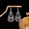 Bohemian Fringed Turquoise Earrings, Retro Minority Style Earrings, Personalized Temperament Earrings.