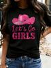 Let'S Go   Print Women'S T-Shirt, 1-Pack, Fun Loose-Fit Short-Sleeve Graphic T-Shirt, Novelty Top,