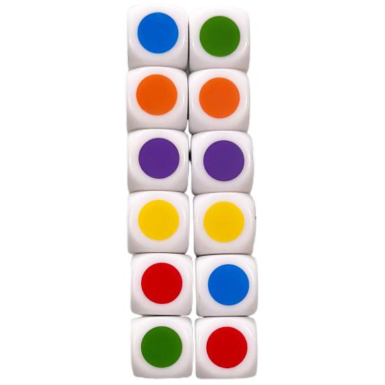 2 Stück Würfel, 16 mm, bunt, Lehrwürfel, 6-seitig, glatte Kante, lichtecht, für Brettspiele, breite Anwendung, Lernwürfel