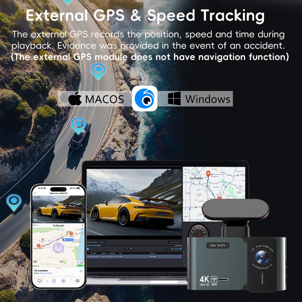 Front 4K And Rear 2.5K Dash Cam Built In WIFI GPS Dual Lens Mini CAR DVR 24H Parking Monitor Black Box Room Camera Night Vision