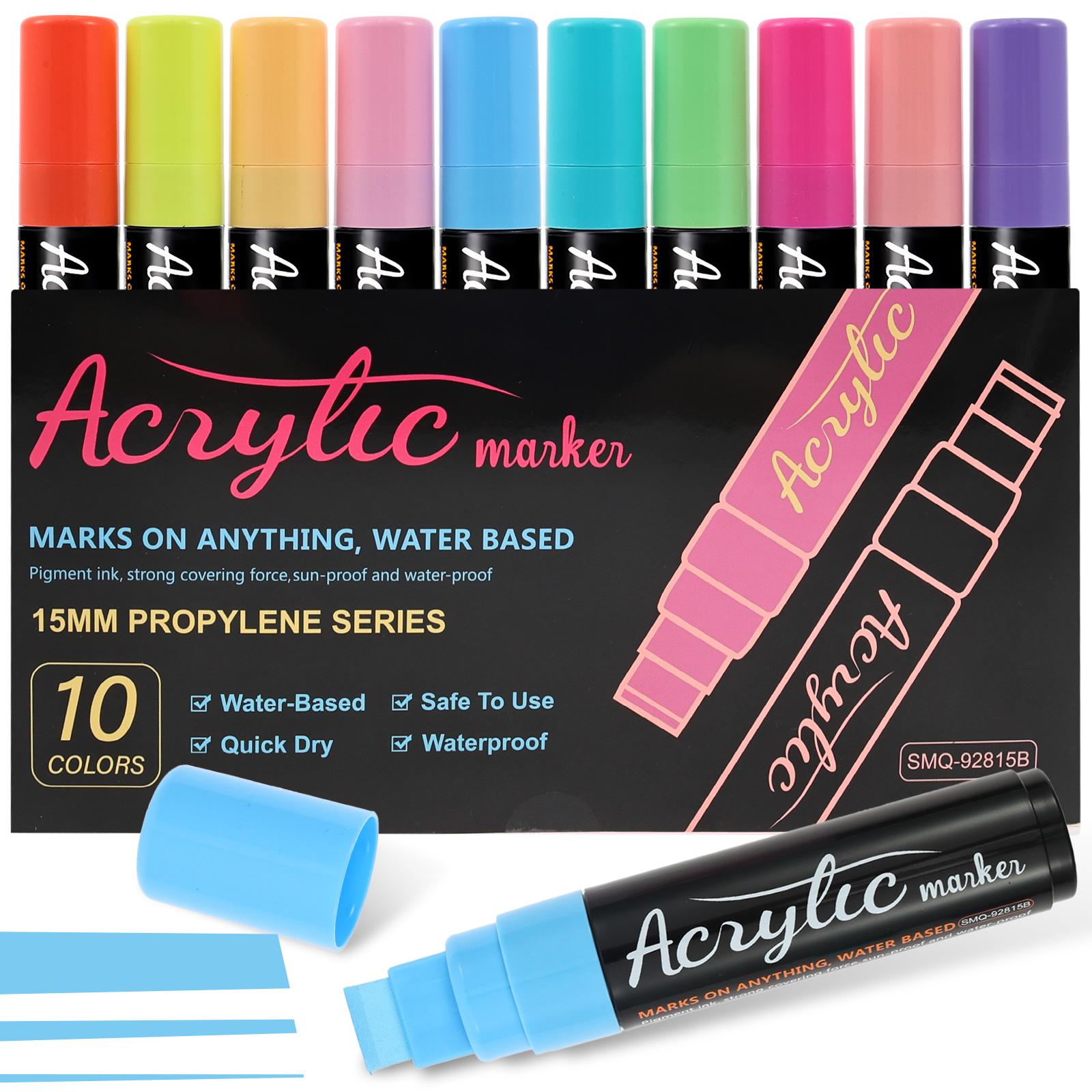 

10 Color Jumbo Markers Waterproof Marker Pen 0.59inch Felt Tip Acrylic Paint Graffiti Markers for Painting Graffiti Outdoor Sign