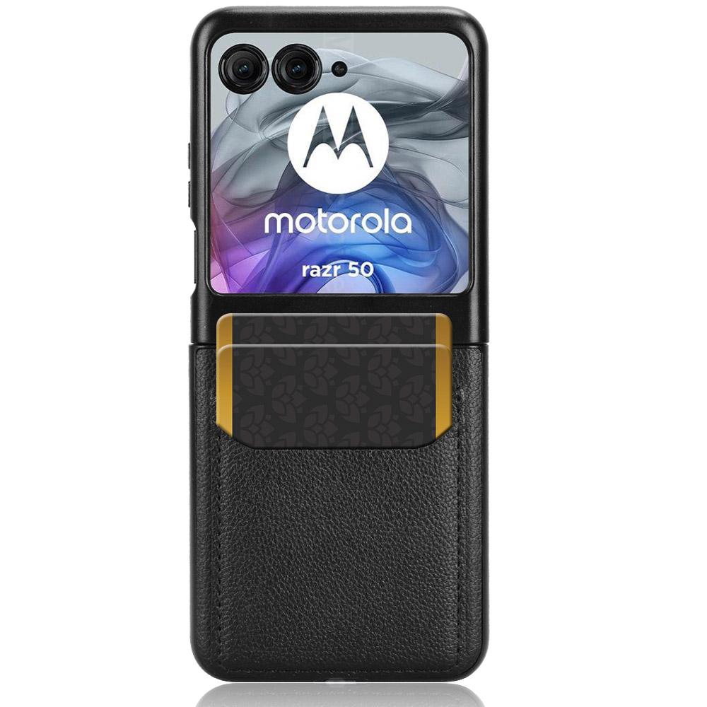 For Motorola Razr 50 5G Case Litchi Texture Leather+PC Phone Cover with Dual Card Slots