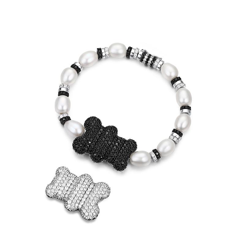 APM Monaco Bracelet YUMMY Series [Romantic Confession] Bear Pearl Light Luxury Elegant High-end Jewelry Exquisite Silver/Black S Endless Love чёрный