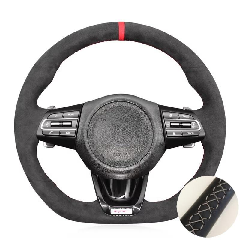 Coprivolante in Trecce Originale Per Kia Stinger 2017 2018 Coprivolante Auto da Cucire a Mano Rivestimento in Morbida Pelle Scamosciata