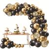 Anniversary Opening Engagement Wedding Black Gold Balloon Chain Set Birthday Wedding Decoration Balloon Chain Arch Background Wall
