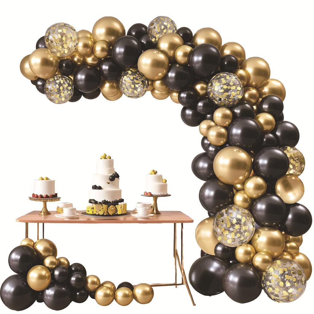 Anniversary Opening Engagement Wedding Black Gold Balloon Chain Set Birthday Wedding Decoration Balloon Chain Arch Background Wall