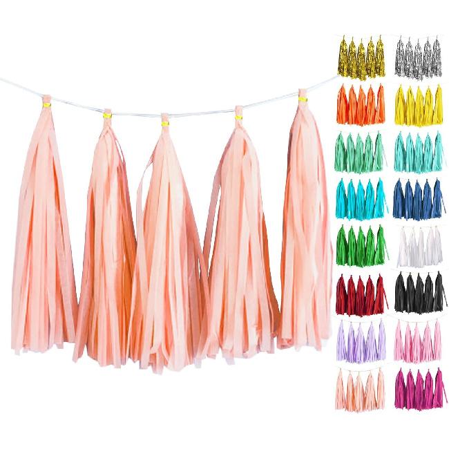 White Tassel Garland 20 Pcs, Tissue Paper Tassels Garland Banner for Party Birthday Wedding Decoration Baby Shower Table Decor