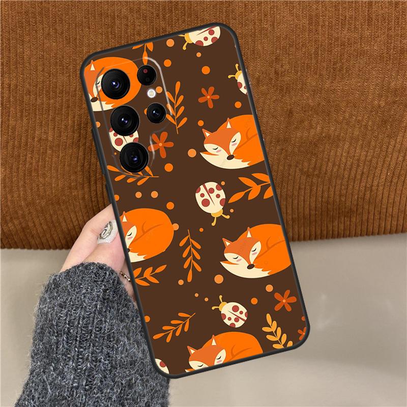 Autumn Leaves Fall Fox Phone Case For Samsung Galaxy S25 Ultra S9 S10 Plus S20 FE S21 S22 S23 S24 Ultra Back Cover