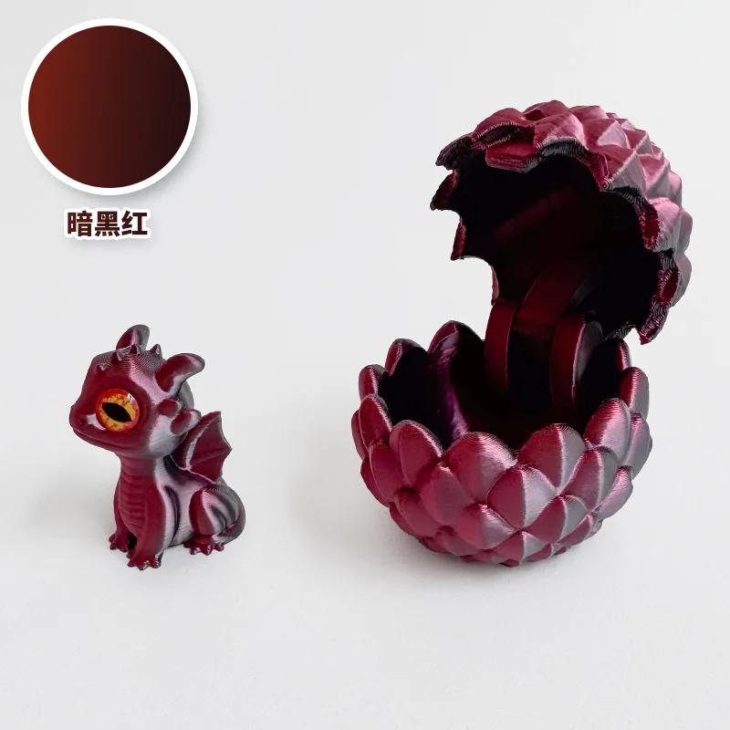 3D Printed Dragon Egg with Dragon Anti-stress Mini Model Movable Rotatable Desktop Ornament Kid Toy Companionship Gift