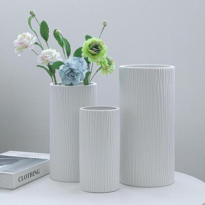 Jarrón Minimalista de Cerámica Blanca Mate para Decoración de Sala de Estar Moderna
