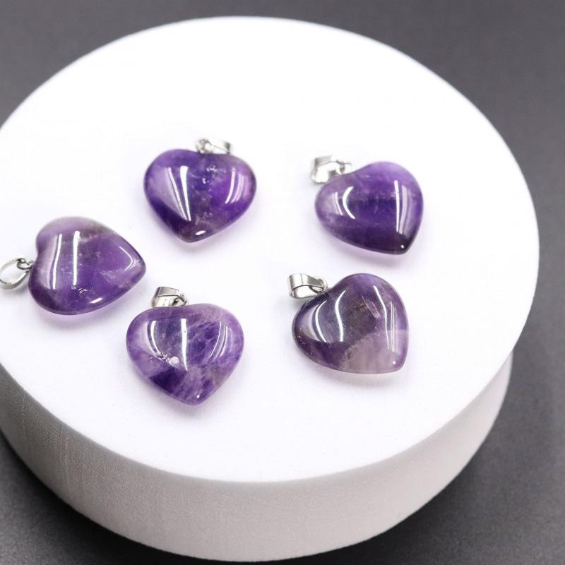 Amethyst & Achat Herz Halskette: Natürlicher Stein 20mm Anhänger Schlüsselanhänger Zubehör