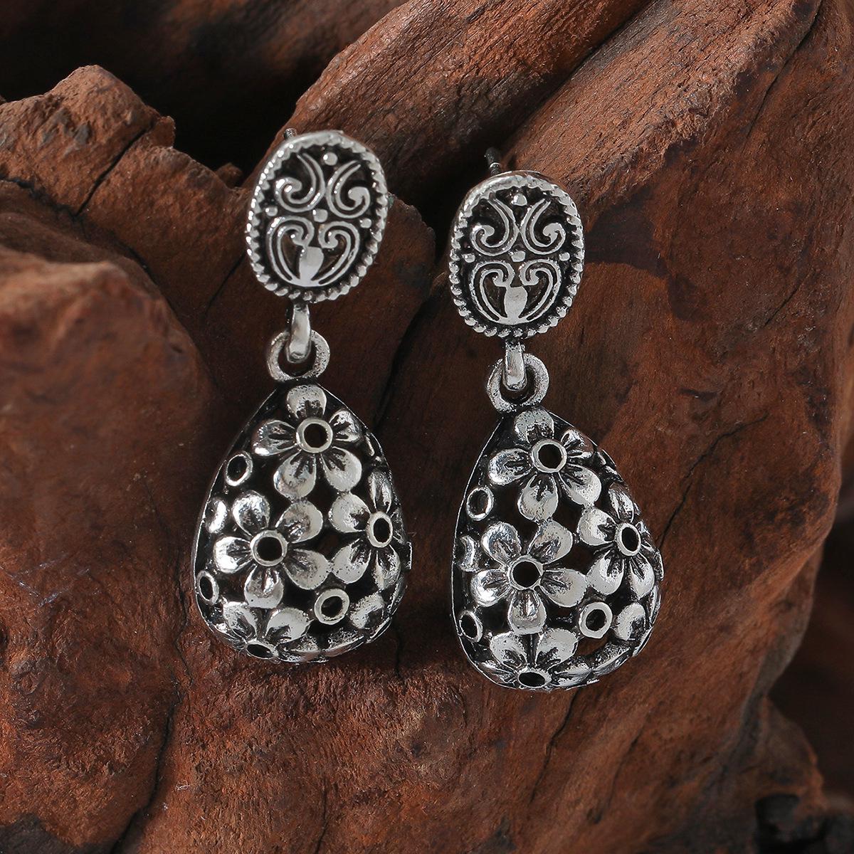 Bohemian Retro Flower & Water Drop Earrings