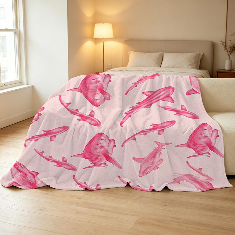 Lightweight Flannel Throw Blanket, Soft Warm Cozy Pink Fresh Design for Home, Christmas & Halloween