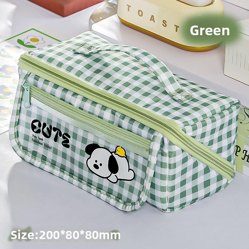 Cartoon Dog Pen Case With Large Capacity For Students Durable Fabric Storage Bag