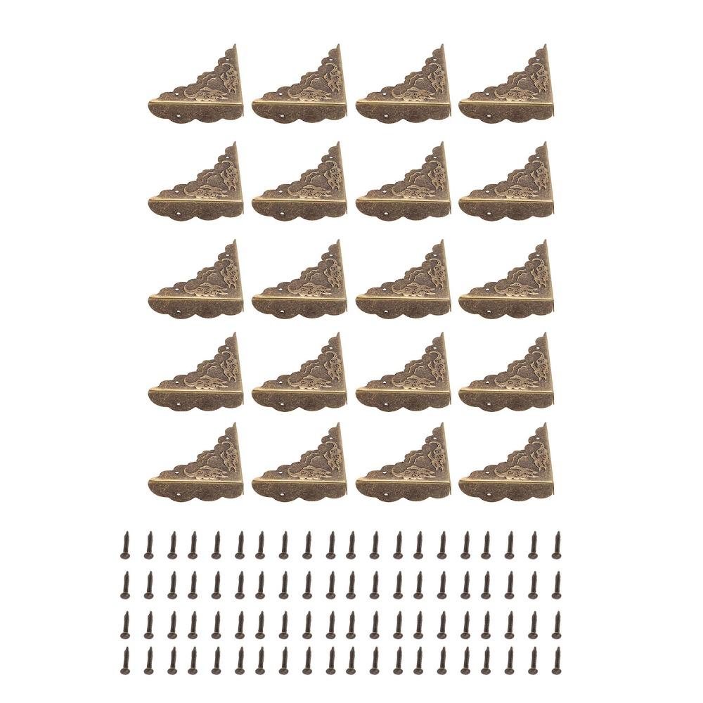 40pcs Iron Box Corner Protectors Bronze Furniture Corner Guard Corner Protectors  Wooden Chest