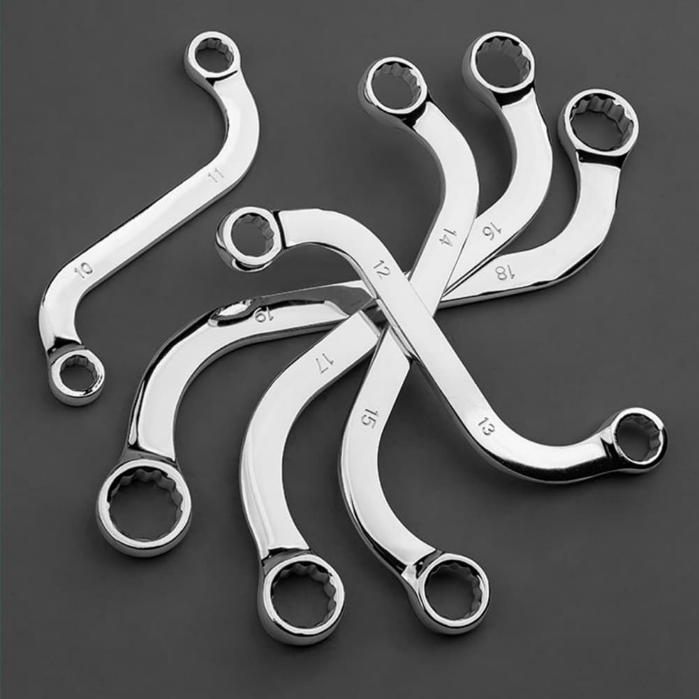 Chrome Vanadium Steel Tools Fluted End Design S-type Box Wrench 12-angle Contact Points Easy Access Tight Spaces