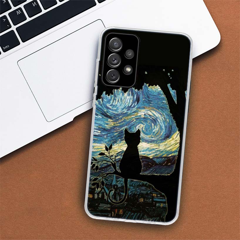 Black Cat Cartoon Cute Phone Case For Samsung Galaxy A55 A54 A53 A52 A15 A14 A13 A12 A35 A34 A33 A32 A25 A24 A23 A22 A04S A03S A