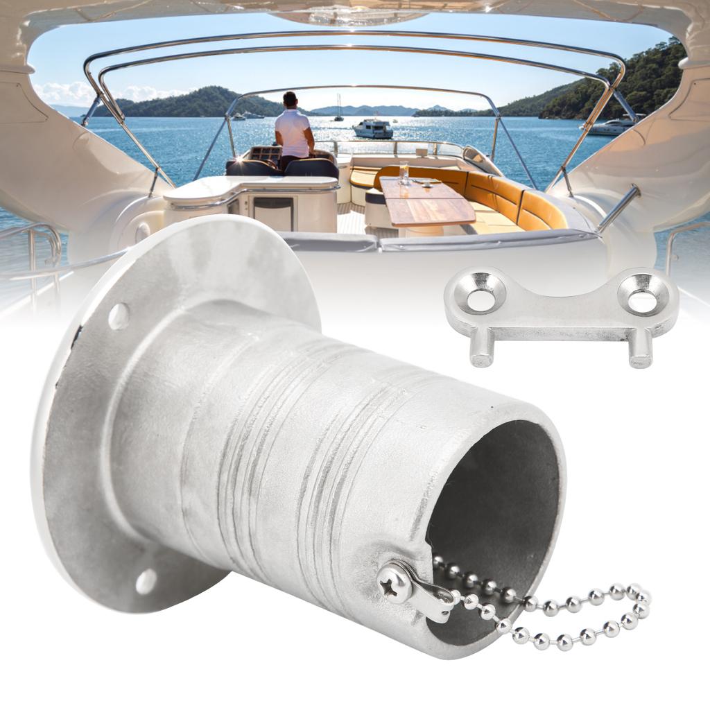 Stainless Steel Deck Funnel Water Oil Inlet Fill Filler Port Boat Gas Fuel   Cover Part