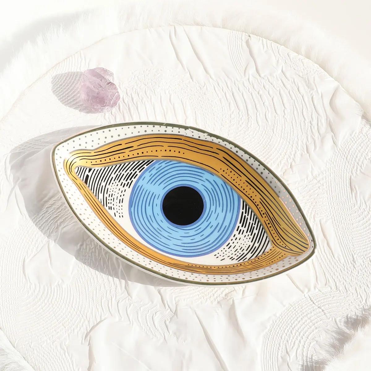 

Ceramic Jewelry Dish Storage Trays Trinket Dish Ring Dish Evil Eye Plate Jewelry Organizer Containers Home Desktop Deco