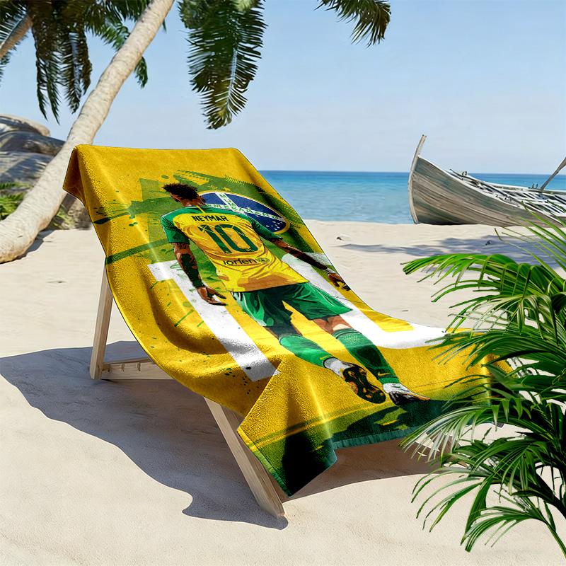 Asciugamano da Spiaggia con Stampa di Neymar, Asciugamano Grande Morbido ad Asciugatura Rapida per Spiaggia Campeggio Nuoto