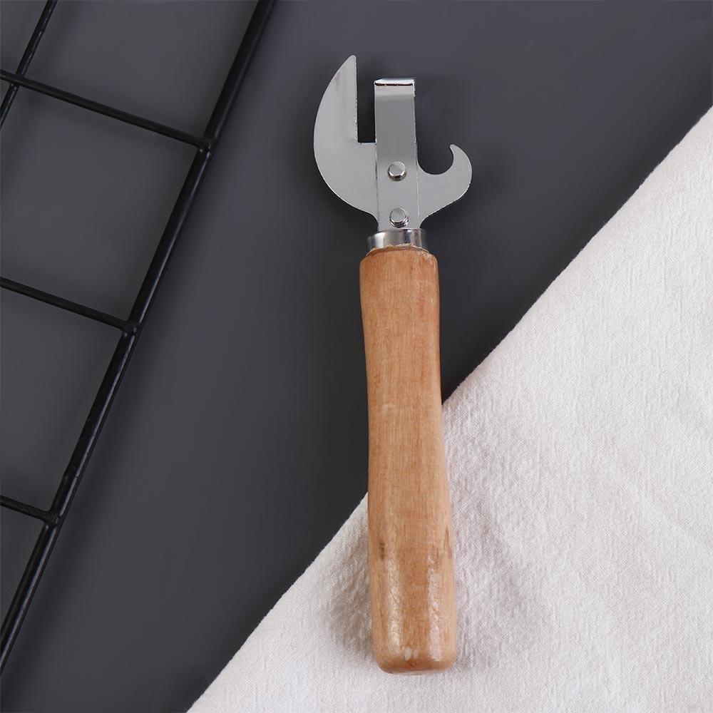 Pointed Head Wooden Handle Can Opener Manual Lid Remover Kitchen Gadgets Bottle Opener  Bar