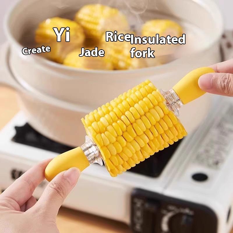 1Pair Corn Grilling Forks Stainless Steel Bbq Skewers For Corn Fruit Picnic Camping Kitchen Tools Corn Cob Holder Bbq Tools