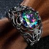 Unisex Ring Hollow Out Faux Gem Men Women Vintage Carving Finger Ring Valentines Day