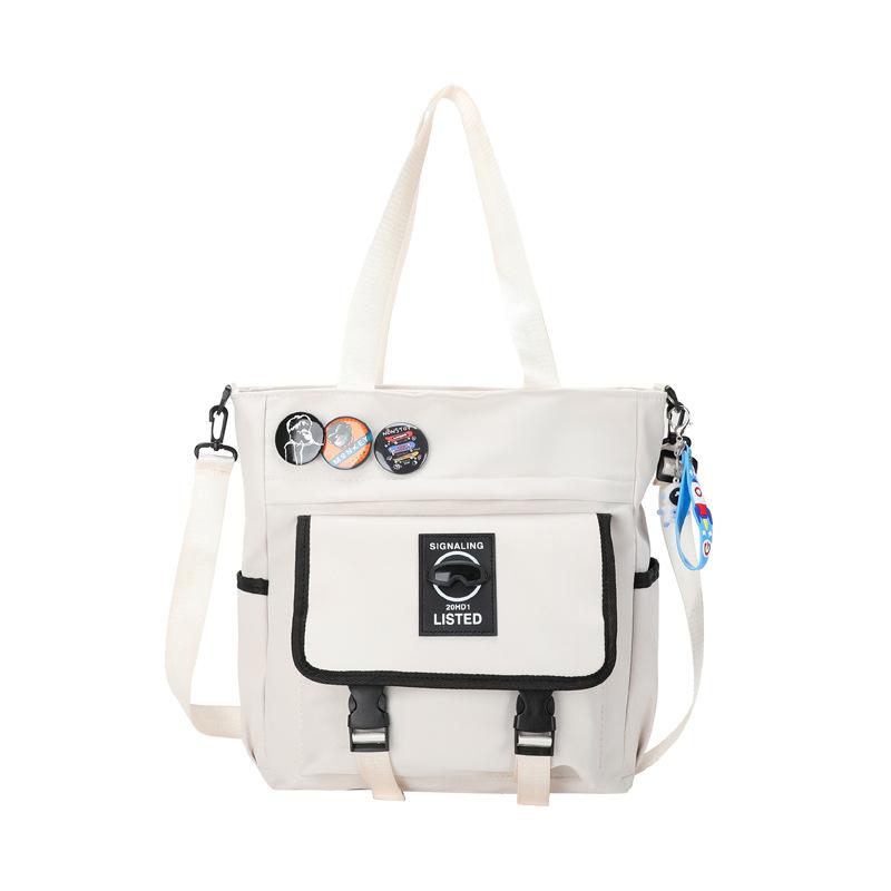 A Light and Fresh Student Portable High-appeartion-level Tutorial Bag, Single-shoulder Hand-carry Crossbody Bag, Large-capacity Commuting Canvas Bag