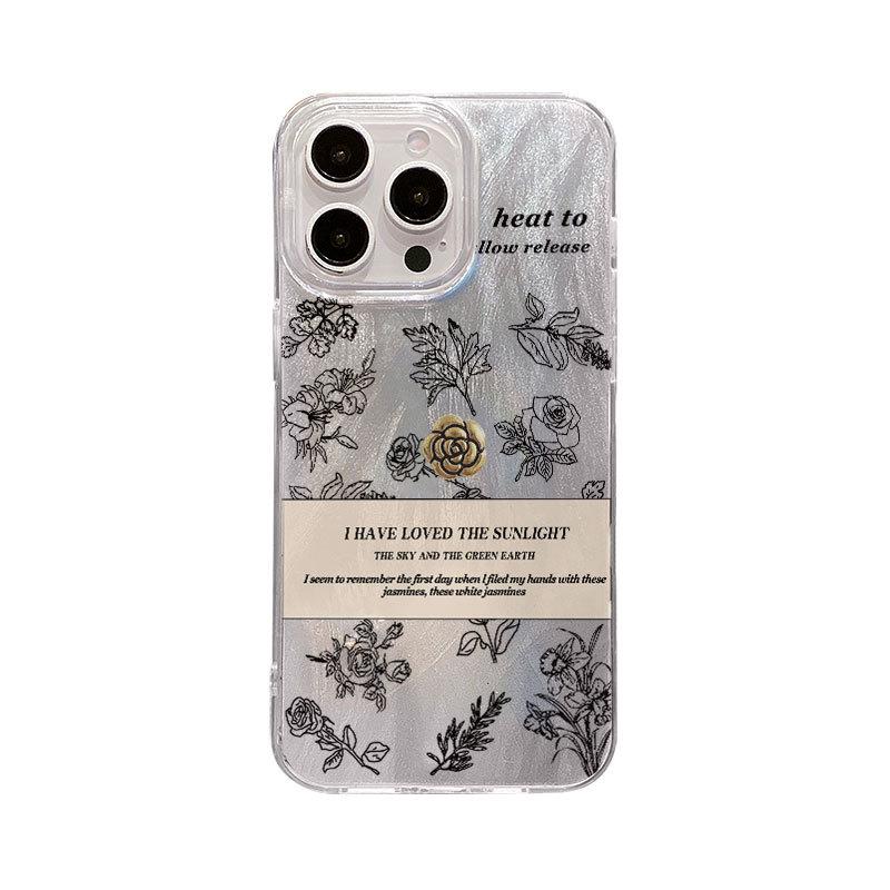 Sketch Camellia Mobile Phone Case High-end 12 for Apple 16 Promax Mobile Phone Case for IPhone 15 Feather Yarn 13
