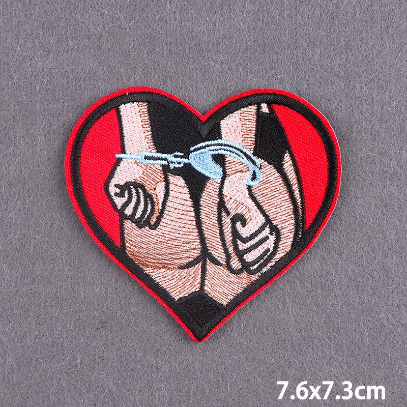Red Fusible Patches Hiphop Iron On Thermoadhesive Patches For Clothes Cross Skull Embroidery Patches For Jacket Logo Applique