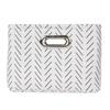 Black White Lines Canvas Storage Basket Decorative Organizing Bin with Handles Rectangular Recycled Polyester Easy Clean Home