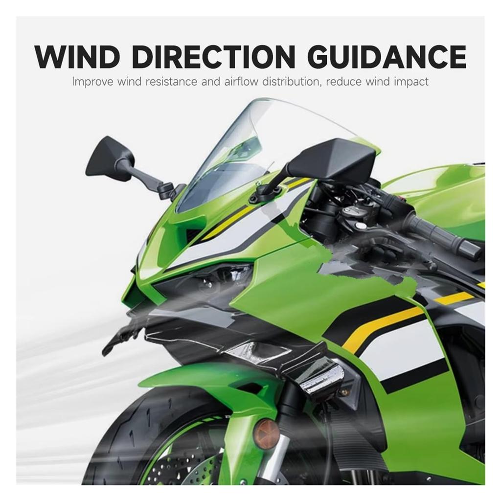 ZX-6R Motorcycle Front Lip Spoiler Wing Fairing Front Small Wing Motorcycle Spoiler Fit Front Fairing Winglet (BRIGHT GREEN)