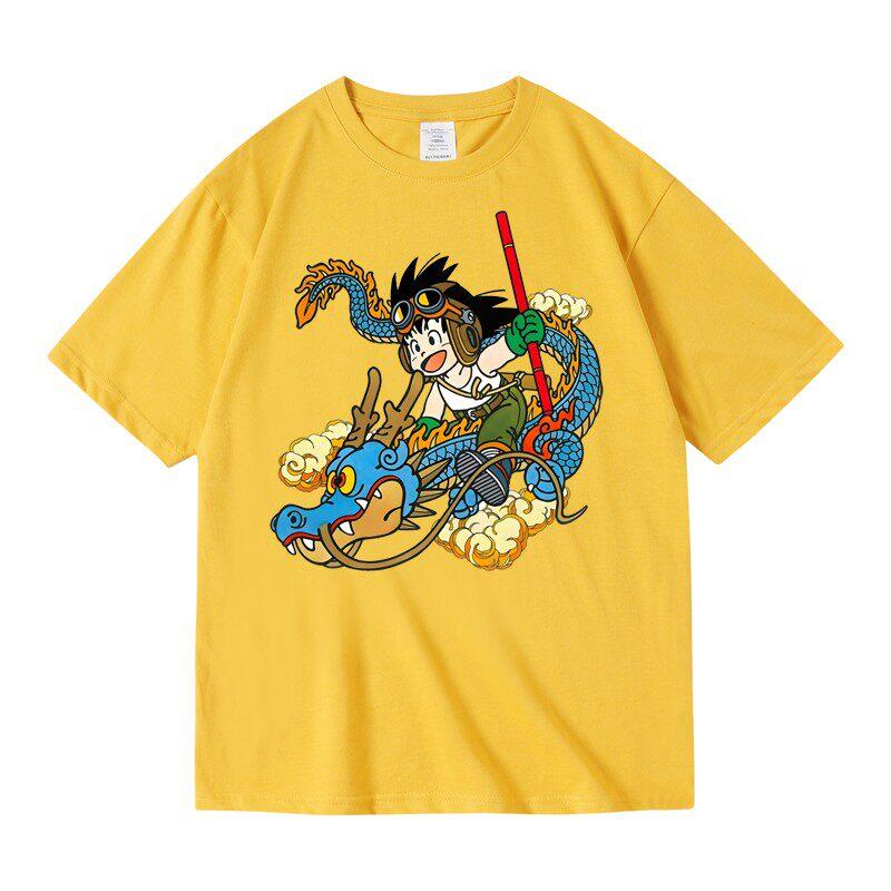 Adventure 90s Anime Dragon Ball Kid Goku TShirt Shenron Ride Graphic Tee Crew Neck Premium Cotton Fashion Streetwear Tops