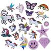 New Unicorn Embroidery Cloth Sticker Cartoon Butterfly Patch Sticker Rainbow Chapter Boy Golden Onion Embroidery Label Smiley Face Embroidery Label