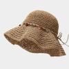 Summer Hollow Sun Protection Crochet Straw Hat Breathable  Vacation Wide Brim Woven Women's Beach Hats