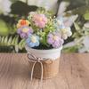 Handmade Crochet Flower Bouquet with Pot, Cute Little Knitted Potted Flower for Car Dashboard, Home Office Decoration, Gift for Birthday, Anniversary